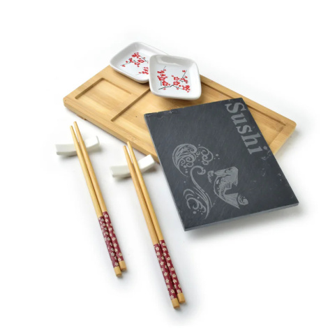 Zestaw do serwowania sushi dla 2 osób deska pałeczki miska