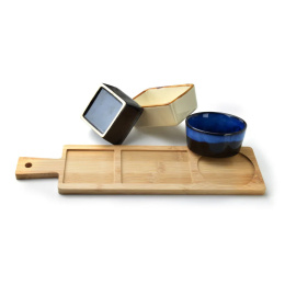 Deska do serwowania przekąsek z miseczkami na stół długa