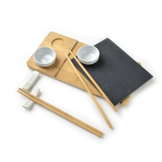 Komplet do serwowania sushi dla 2 osób deska pałeczki miska