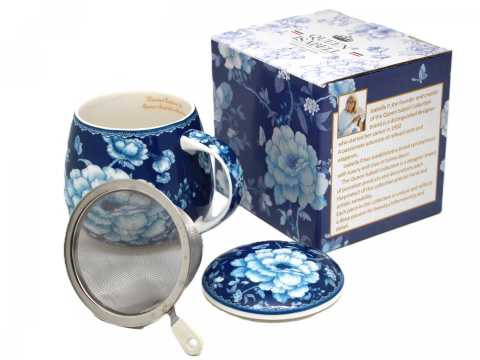 Kubek z zaparzaczem beczułka Queen Isabell róże na prezent