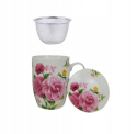 Kubek porcelanowy z zaparzaczem sitkiem livello kwiaty