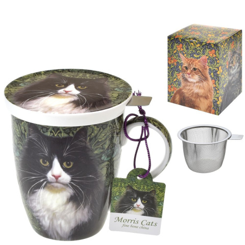 Kubek z zaparzaczem porcelana kostna kot czarny Morris Cats