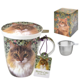Kubek porcelana kostna z zaparzaczem kot rudy Morris Cats