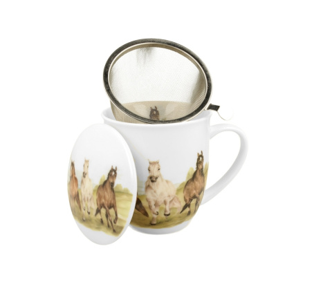 Kubek sitko konie w galopie świat zwierząt dla mężczyzny