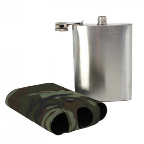 Piersiówka w etui pokrowcu stalowa moro zestaw prezentowy