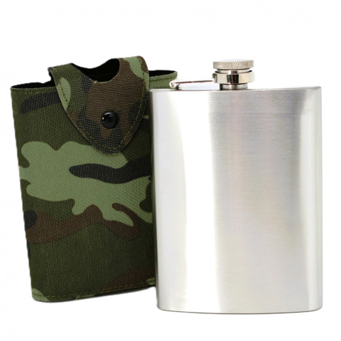 Piersiówka w etui pokrowcu stalowa moro zestaw prezentowy