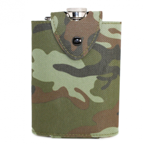 Piersiówka w etui pokrowcu stalowa moro zestaw prezentowy