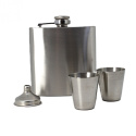 Zestaw piersiówka z kieliszkami pudełko stalowa na prezent