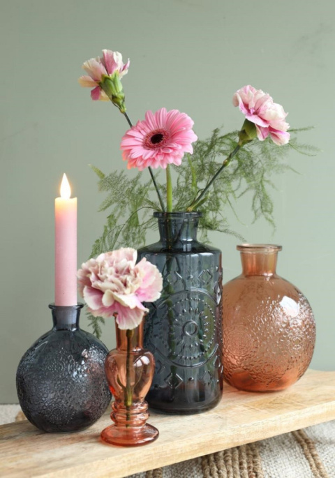 Butelka szklana wazon granatowy ozdoba 21 cm na kwiaty