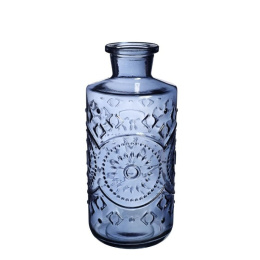 Butelka szklana wazon granatowy ozdoba 21 cm na kwiaty