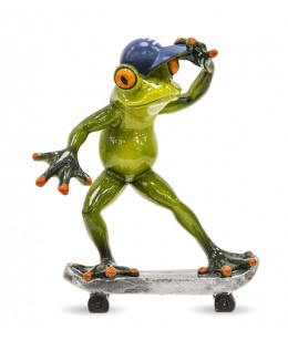 Żaba figurki na biurko żabka na deskorolce prezent ozdoba