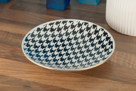 Talerz deserowy pepitka Mieroszów biało czarne