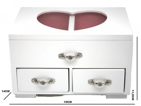 Drewniana szkatułka na biżuterię skrzynka pojemnik serce