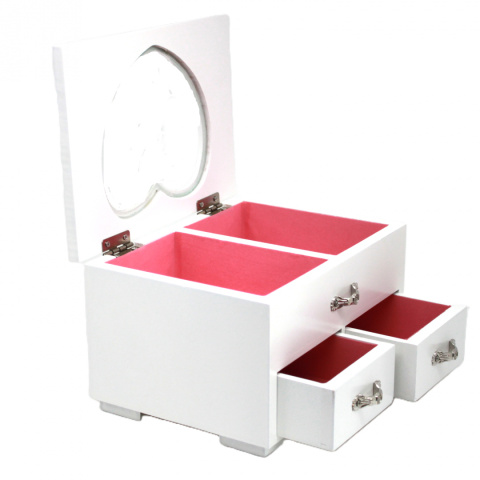 Drewniana szkatułka na biżuterię skrzynka pojemnik serce