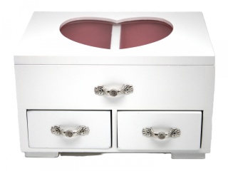 Drewniana szkatułka na biżuterię skrzynka pojemnik serce