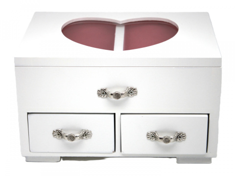 Drewniana szkatułka na biżuterię skrzynka pojemnik serce