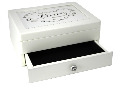 Szkatułka drewniana na biżuterię skrzynka organizer love