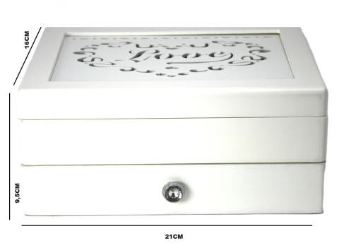 Szkatułka drewniana na biżuterię skrzynka organizer love