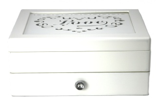 Szkatułka drewniana na biżuterię skrzynka organizer love