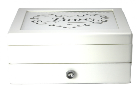 Szkatułka drewniana na biżuterię skrzynka organizer love