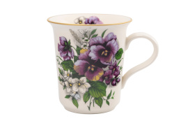 Duży kubek bratki kwiaty Mieroszów ceramika polska