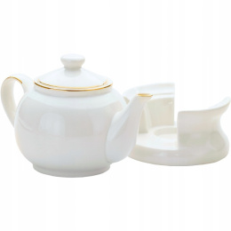 Dzbanek na herbatę z podgrzewaczem porcelana biały 950 ml
