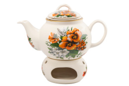 Dzbanek z podgrzewaczem 1 litr kwiaty bratki sitko