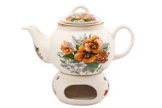 Dzbanek z podgrzewaczem 1 litr kwiaty bratki sitko