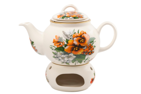 Dzbanek z podgrzewaczem 1 litr kwiaty bratki sitko