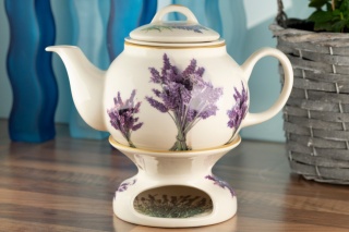 Dzbanek z podgrzewaczem 1 litr lawenda bukiet sitko