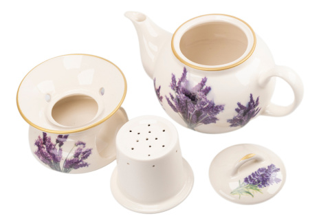 Dzbanek z podgrzewaczem 1 litr lawenda bukiet sitko