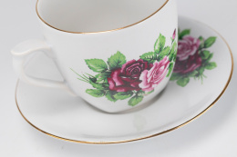 Filiżanka spodek róża kolekcja Mieroszów tytan