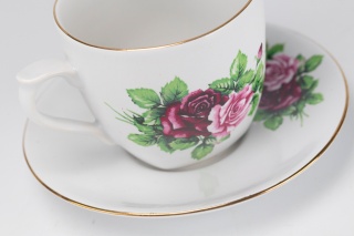 Filiżanka spodek róża kolekcja Mieroszów tytan