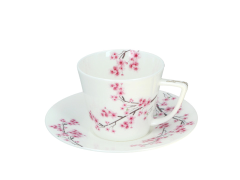 Filiżanka kubek komplet do herbaty kawy kwitnąca wiśnia