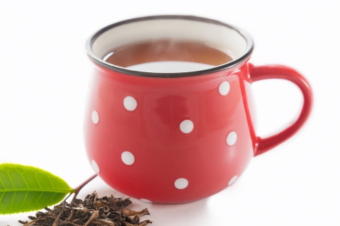 KUBEK BECZUŁKA CZERWONY W KROPKI BANIASTY 230 ML