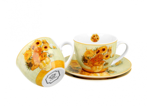Komplet 2 filiżanek ze spodkami Gogh Słoneczniki na urodziny