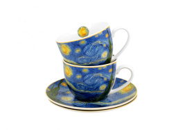 Komplet 2 filiżanek ze spodkami Gogh gwiazdy noc na prezent