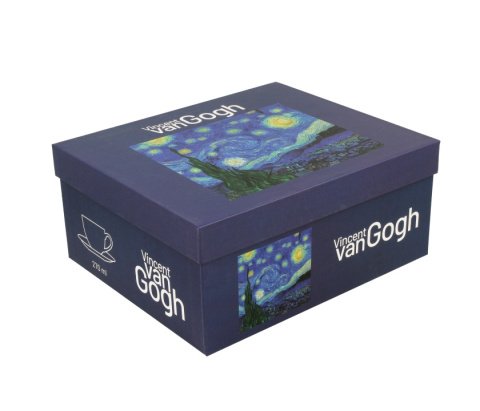 Komplet 2 filiżanek ze spodkami Gogh gwiazdy noc na prezent