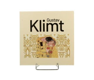 Talerze deserowe 2 szt porcelana Klimt Pocałunek ecru