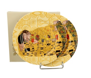 Talerze deserowe 2 szt porcelana Klimt Pocałunek ecru