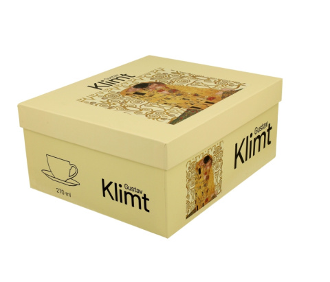 2 filiżanki spodki do kawy porcelana Klimt Pocałunek ecru