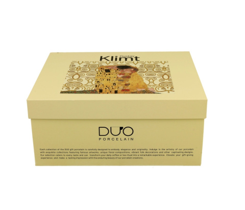 2 filiżanki spodki do kawy porcelana Klimt Pocałunek ecru