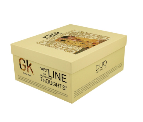 2 filiżanki spodki do kawy porcelana Klimt Pocałunek ecru