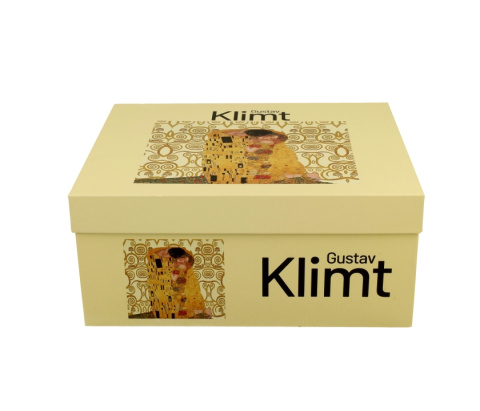 2 filiżanki spodki do kawy porcelana Klimt Pocałunek ecru