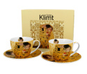 2 filiżanki spodki do kawy porcelana Klimt Pocałunek ecru