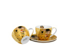2 filiżanki spodki do kawy porcelana Klimt Pocałunek ecru