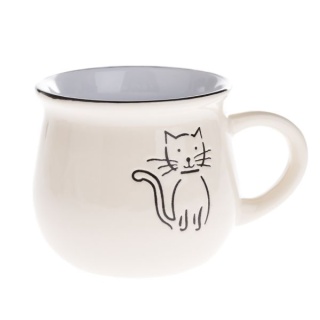 Kubek na espresso beczułka kremowy kot 75 ml ceramiczny