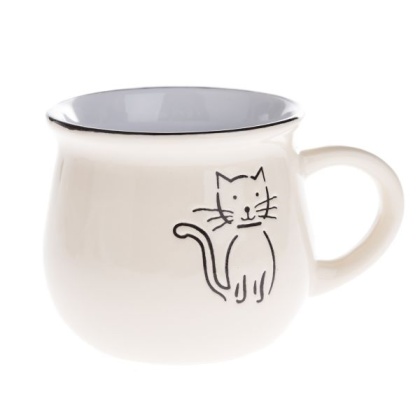 Kubek na espresso beczułka kremowy kot 75 ml ceramiczny