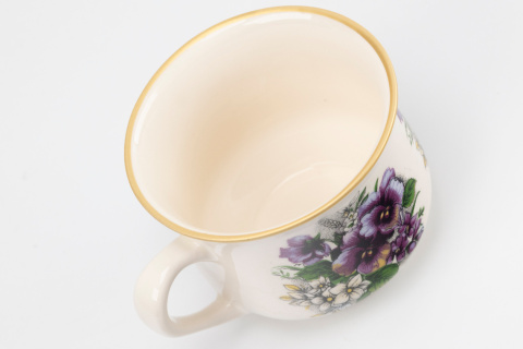 Kubek do herbaty kwiaty bratkami ceramiczny Mieroszów