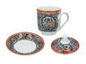Kubek pokrywka i talerzyk porcelana orientalny wzór